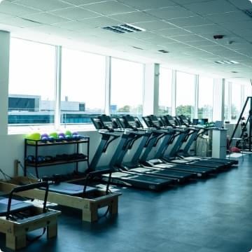Treadmills on a gym
